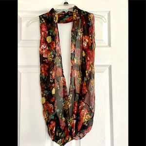 Women’s Unisex Multicolor Floral Lightweight Sheer Infinity Scarf
